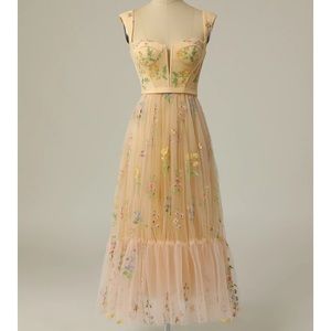 A Line Sweetheart Champagne prom dress